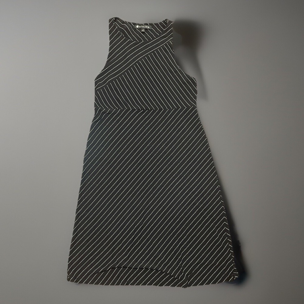 Athleta Woman's Fit And Flair A Line Stripe Knee High Dress Black & White- Small